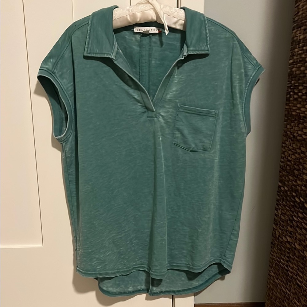 Jane and Delancey Green Relaxed Polo Shirt
